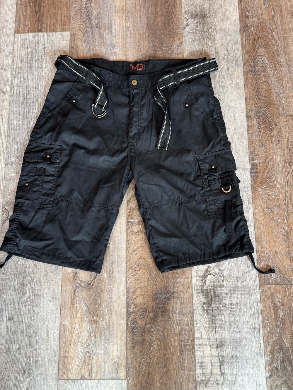 Men's Black Cargo Shorts with Utility Belt - Styling